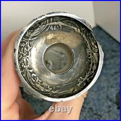 Large Antique Vintage Scent Perfume Bottle Cut Crystal Continental Silver