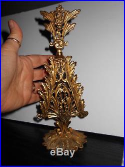 Large Vintage Gold Metal Filigree Ormolu Perfume Bottle 10 w / Glass Dauber