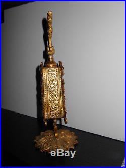Large Vintage Gold Metal Filigree Ormolu Perfume Bottle 10 w / Glass Dauber