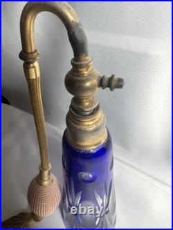 Large Vintage Perfume Bottle Atomizer Cobalt Blue Czechoslovakia Large Vintage Perfume Bottle Atomizer Cobalt Blue Czechoslovakia