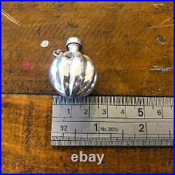 Large Vintage Sterling Silver Dome Scallop Perfume Bottle Pendant, Designer