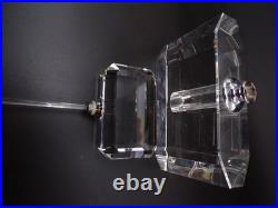 Large Vtg Art Deco Crystal Perfume Bottle with Glass Etched Stopper Heavy EUC