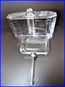 Large Vtg Art Deco Crystal Perfume Bottle with Glass Etched Stopper Heavy EUC