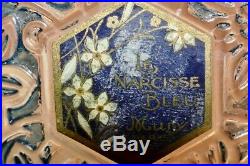 Le Narcisse Bleu Mury Paris 1920's Brosse Perfume Bottle Blue Patina and Box VTG