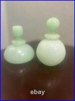 Lot 2-Vintage Murano Archimede Seguso Jade Green Glass Jadeite Perfume Bottle Lot 2-Vintage Murano Archimede Seguso Jade Green Glass Jadeite Perfume Bottle