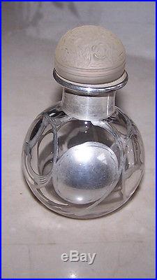 Lot 2 vintage antique Sterling silver Scroll Filigree glass Perfume Bottle Set