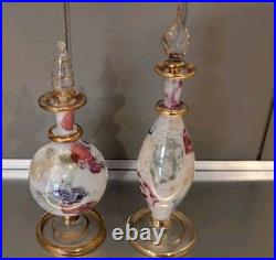 Lot 9 Vintage Royal Limited Egyptian Crystal Perfume Bottles, Etched with22k gold