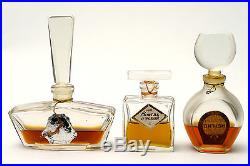 Lot Of 3 Very Rare Vintage Russian Ussr Art Deco Perfume Crystal Glass Bottles