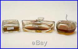 Lot Of 3 Very Rare Vintage Russian Ussr Art Deco Perfume Crystal Glass Bottles