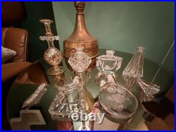 Lot Of 4 Vintage Crystal And blown Glass Perfume Bottles