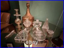 Lot Of 4 Vintage Crystal And blown Glass Perfume Bottles
