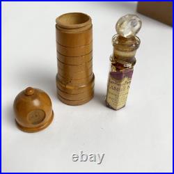 Lot Of 5 Vintage Antique Set Of Perfume Bottles England Leather Wood Cases