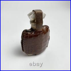 Lot Of 5 Vintage Antique Set Of Perfume Bottles England Leather Wood Cases