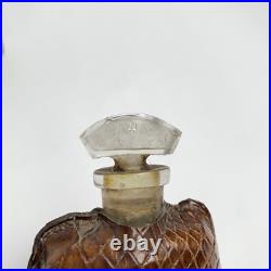 Lot Of 5 Vintage Antique Set Of Perfume Bottles England Leather Wood Cases