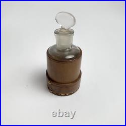 Lot Of 5 Vintage Antique Set Of Perfume Bottles England Leather Wood Cases