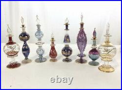 Lot Of 8 Vintage Egyptian And Italian Murano Glass Perfume Bottles