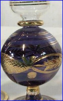 Lot Of 8 Vintage Egyptian And Italian Murano Glass Perfume Bottles