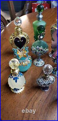 Lot Of Beautiful Vintage Perfume Potion Essential Oil Bottles