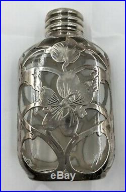 Lot Of Three Vintage Sterling & Glass Art Nouveau Perfume Bottles