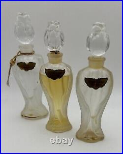 Lot of 3X Guerlain Vintage Perfume Bottles Ode, Mitsouko, Shalimar Rose Stoppers