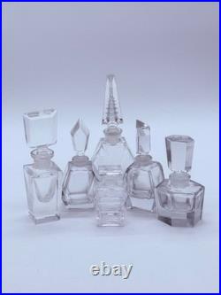 Lot of 6 Vintage Crystal & Glass Art Deco Perfume Bottles