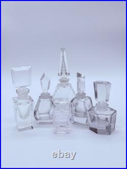 Lot of 6 Vintage Crystal & Glass Art Deco Perfume Bottles