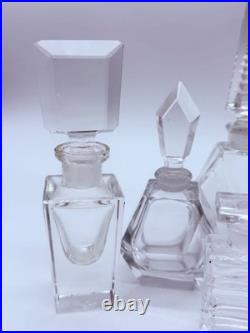 Lot of 6 Vintage Crystal & Glass Art Deco Perfume Bottles