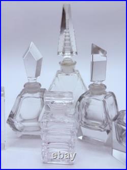 Lot of 6 Vintage Crystal & Glass Art Deco Perfume Bottles