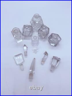 Lot of 6 Vintage Crystal & Glass Art Deco Perfume Bottles