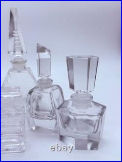 Lot of 6 Vintage Crystal & Glass Art Deco Perfume Bottles