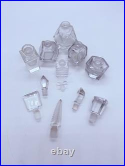 Lot of 6 Vintage Crystal & Glass Art Deco Perfume Bottles