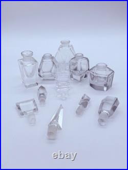 Lot of 6 Vintage Crystal & Glass Art Deco Perfume Bottles