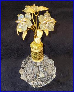MINT VTG 1950s IRICE Cut Crystal Gold Perfume Bottle Jeweled Ormolu Topper WORKS MINT VTG 1950s IRICE Cut Crystal Gold Perfume Bottle Jeweled Ormolu Topper WORKS