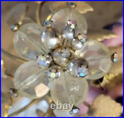 MINT VTG 1950s IRICE Cut Crystal Gold Perfume Bottle Jeweled Ormolu Topper WORKS