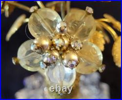 MINT VTG 1950s IRICE Cut Crystal Gold Perfume Bottle Jeweled Ormolu Topper WORKS