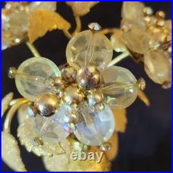 MINT VTG 1950s IRICE Cut Crystal Gold Perfume Bottle Jeweled Ormolu Topper WORKS