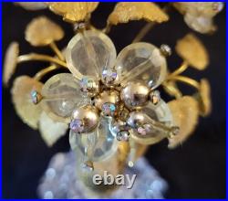 MINT VTG 1950s IRICE Cut Crystal Gold Perfume Bottle Jeweled Ormolu Topper WORKS