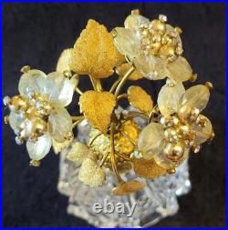 MINT VTG 1950s IRICE Cut Crystal Gold Perfume Bottle Jeweled Ormolu Topper WORKS