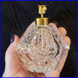 MINT VTG 1950s IRICE Cut Crystal Gold Perfume Bottle Jeweled Ormolu Topper WORKS
