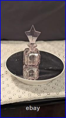 MINT! -Vintage Art Deco Pink Glass Perfume Bottle Star Stopper Czech Style