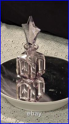 MINT! -Vintage Art Deco Pink Glass Perfume Bottle Star Stopper Czech Style
