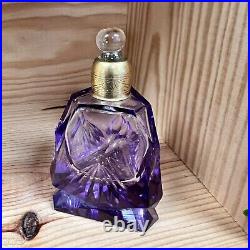 Made In Czechoslovakia Purple Cut Glass Perfume Bottle Stopper Vintage