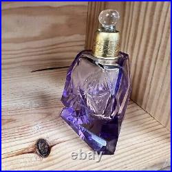 Made In Czechoslovakia Purple Cut Glass Perfume Bottle Stopper Vintage