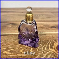 Made In Czechoslovakia Purple Cut Glass Perfume Bottle Stopper Vintage