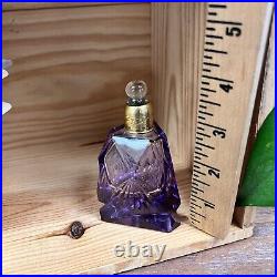 Made In Czechoslovakia Purple Cut Glass Perfume Bottle Stopper Vintage