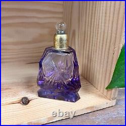 Made In Czechoslovakia Purple Cut Glass Perfume Bottle Stopper Vintage