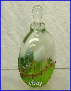 Matthew Buechner Thames Art Glass Perfume Bottle w Dauber Summer Season Tree Vtg
