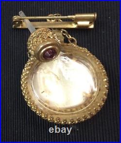Miniature Perfume Bottle Brooch Limoges Glass Dauber Jeweled Vintage