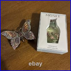 Monet Perfume Bottle w Stopper NEW in Box +Monet Butterfly Figurine Rhinestones