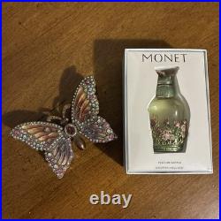 Monet Perfume Bottle w Stopper NEW in Box +Monet Butterfly Figurine Rhinestones